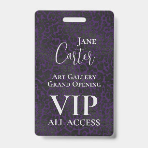 Eleganter Lila Black Leopard VIP All Access Pass Ausweis