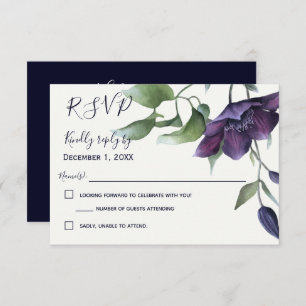 Eleganter Lila Blue Cream Wedding RSVP
