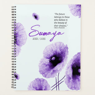 Eleganter lila Blumen-Spiralplaner individualisier Planer