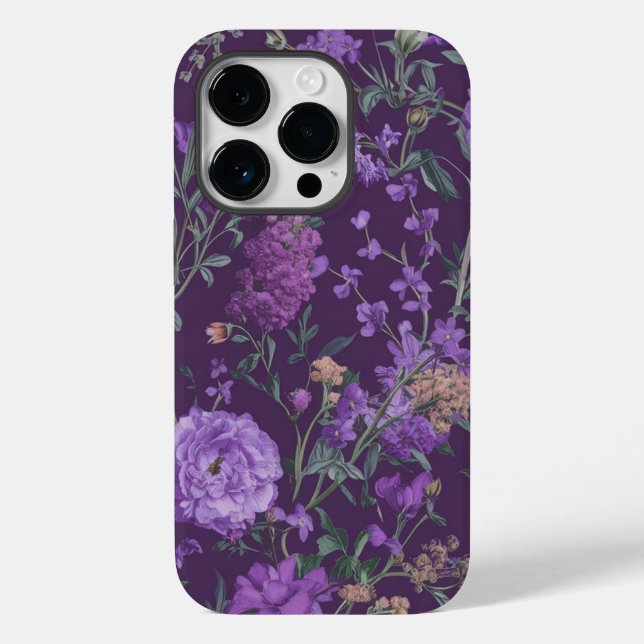 Eleganter Lila Blumenhintergrund Case-Mate iPhone Hülle (Rückseite)