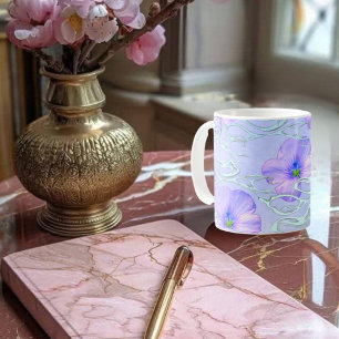 Eleganter Lila Blumenkoffer - Botanische Kunst D Kaffeetasse