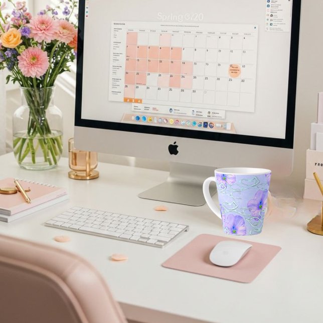 Eleganter Lila Blumenkoffer - Botanische Kunst D Milchtasse (Von Creator hochgeladen)