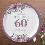Eleganter Lila Blumenstrauß 60. Geburtstag Pappteller<br><div class="desc">Elegante Lila florale 60. Geburtstag Papier Teller. Matching-Elemente sind verfügbar.</div>