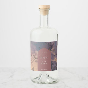 Eleganter Lila botanischer GIN Alkoholflaschenetikett