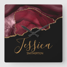 Eleganter Lila Burgundy Goldmarmor Agate Name 