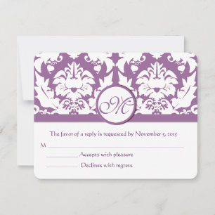 Eleganter Lila Damast RSVP Karte