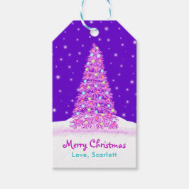 Eleganter, Lila dekorierter Weihnachtsbaum Geschenkanhänger