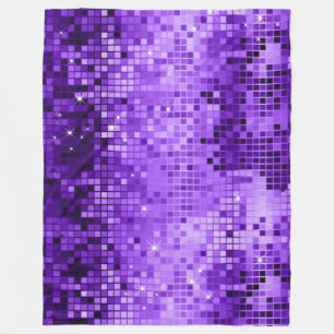 Eleganter Lila Disco Glitzer Retro Design Fleecedecke