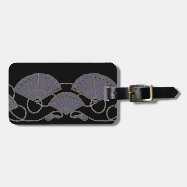 Eleganter lila Fächer Gepäckanhänger (Vorderseite horizontal)