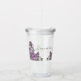 Eleganter lila Flieder Botanischer Floral Acrylbec Acryltrinkbecher