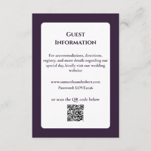 Eleganter lila floraler QR-Code in Linienstil für Begleitkarte
