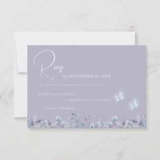 Eleganter lila floraler Schmetterling RSVP Karte