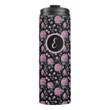 Eleganter Lila floraler Thermaltumbler mit anfängl
