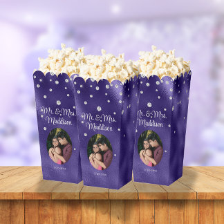 Eleganter Lila Foil & Diamond Wedding Popcorn Geschenkschachtel