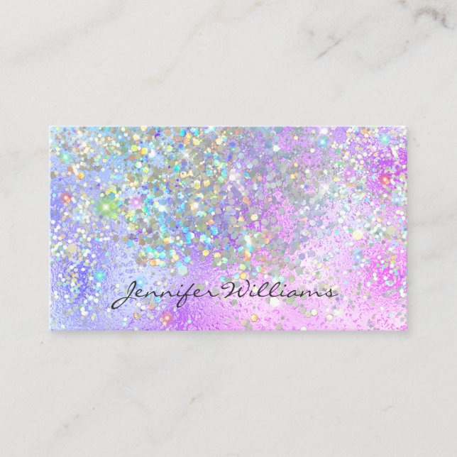 Eleganter Lila Foil Holographic Glitzer Moderne Visitenkarte (Vorderseite)