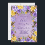Eleganter Lila Gelber Rosenbaum 60. Geburtstag Einladung<br><div class="desc">Elegante 60. Geburtstagsfeier für Frauen mit hübschen lila und gelben Aquarellen und Rose. Personalisiert mit Ihrem Namen und all Ihren Party-Informationen. Kontaktieren Sie mich für Hilfe bei Ihren Anpassungen oder um weitere passende Zazzle-Produkte für Ihr Party anzufordern.</div>