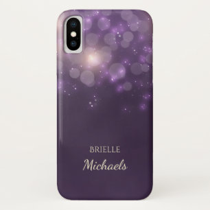 Eleganter Lila Glitzer Bokeh Glitzern mit Namen Case-Mate iPhone Hülle