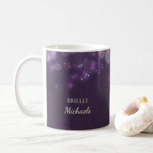 Eleganter Lila Glitzer Bokeh Glitzern mit Namen Tasse