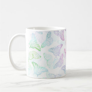 Eleganter Lila Glitzer Butterfly Glam Design Kaffeetasse