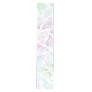 Eleganter Lila Glitzer Butterfly Glam Design Mittelgroßer Tischläufer