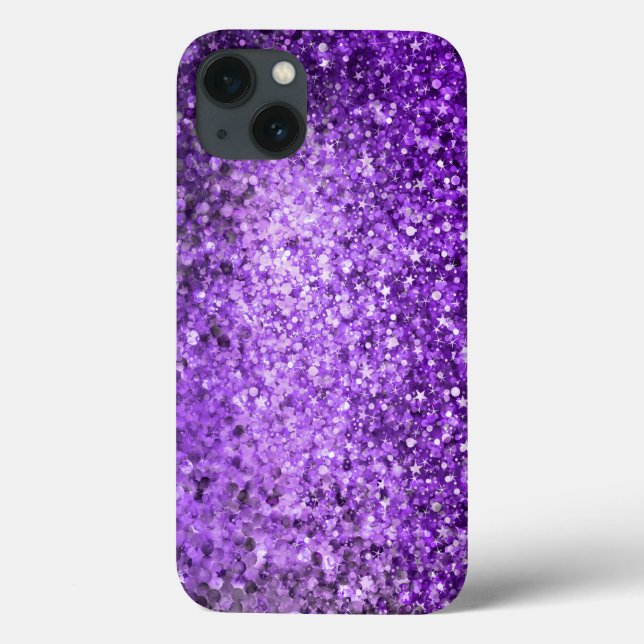 Eleganter Lila Glitzer & Diamonds Case-Mate iPhone Hülle (Rückseite)