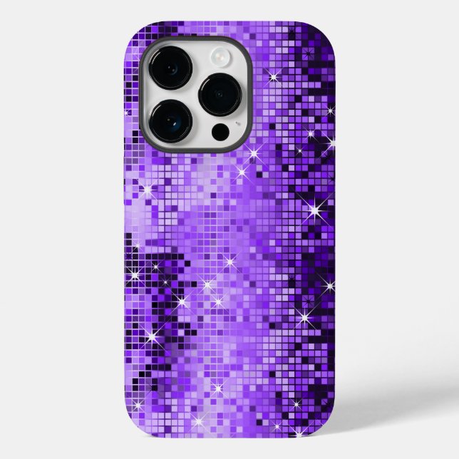 Eleganter Lila Glitzer Metallic Sequence Case-Mate iPhone Hülle (Rückseite)