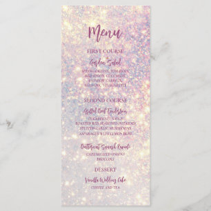 Eleganter Lila Glitzer Sparkle Wedding Menükarte
