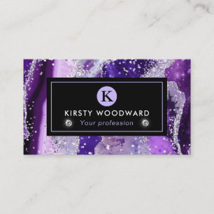 Eleganter Lila Glitzer und Sequins Agate Visitenkarte