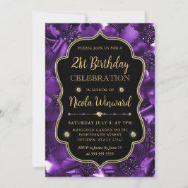 Eleganter Lila Glitzer Vintag Frame Geburtstag Einladung