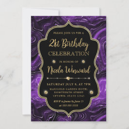 Eleganter Lila Glitzer Vintag Frame Geburtstag Einladung
