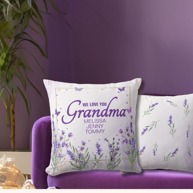 Eleganter Lila Goldlavender Wir Liebe Sie Oma Kissen (Von Creator hochgeladen)