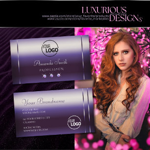 Eleganter Lila Gradient mit Logos und Rhinestones Visitenkarte