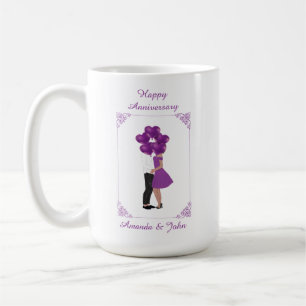 Eleganter Lila Happy Anniversary Personalized Mug Kaffeetasse