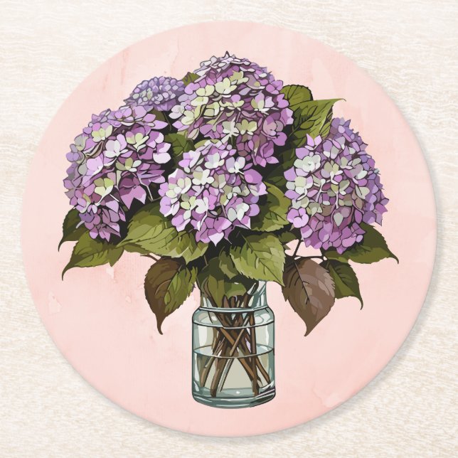 Eleganter Lila Hydrangea Blume Paper Untersetzer (Vorderseite)