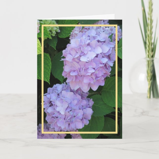 Eleganter Lila Hydrangeas-Blume Karte (Vorderseite)