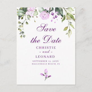 Eleganter Lila Lavander Moderner Save the Date Postkarte