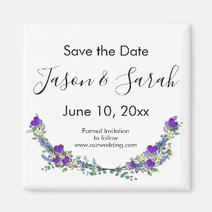 Eleganter lila Lavateur SAVE THE DATE Magnet