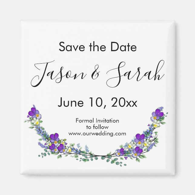 Eleganter lila Lavateur SAVE THE DATE Magnet (Vorne)