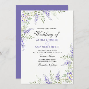 Eleganter Lila Lavendel Einladung