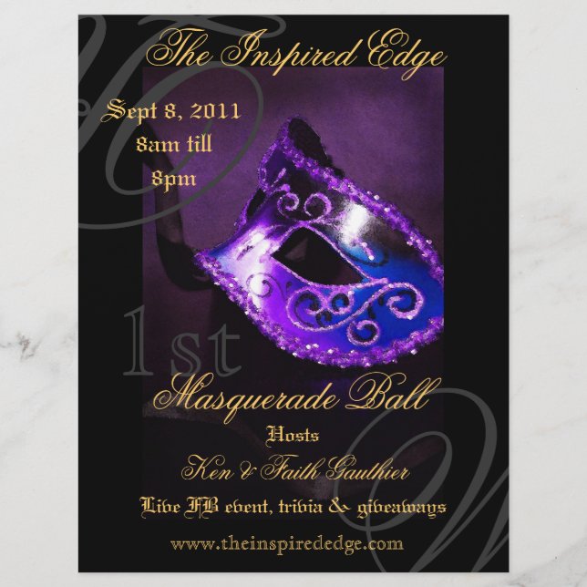 Eleganter Lila Masquerade Ball Party Event Flyer (Vorne)