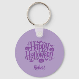 Eleganter lila personalisierter Name Halloween Schlüsselanhänger