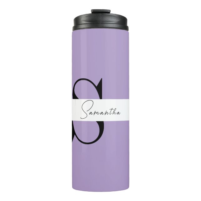 Eleganter Lila Personalisierter Tumbler Thermosbecher (Vorderseite)