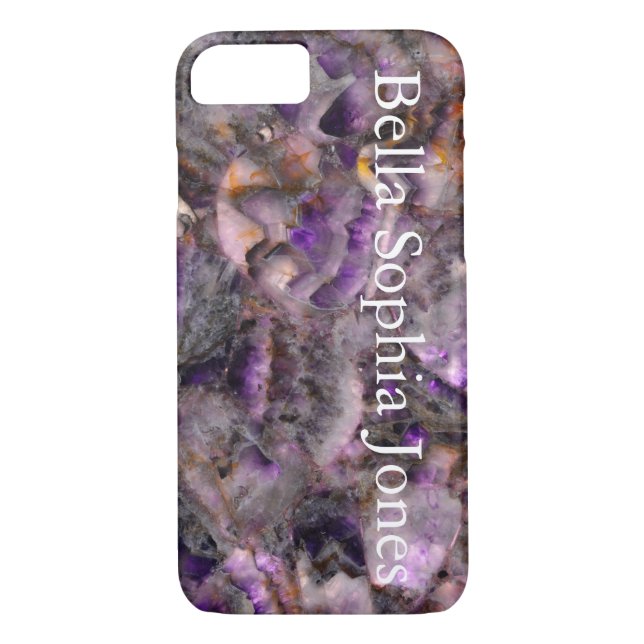 Eleganter Lila Quarzmarmor mit Monogramm Case-Mate iPhone Hülle (Rückseite)