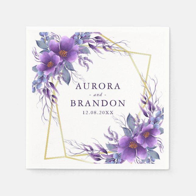 Eleganter Lila Rahmen mit geometrischer Form Serviette (Vorderseite)