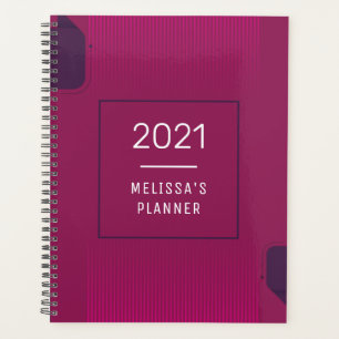Eleganter Lila rosa 2021 Personalisierter Name Planer