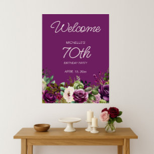 Eleganter Lila rosa Blütenbraun 70. Geburtstag Poster