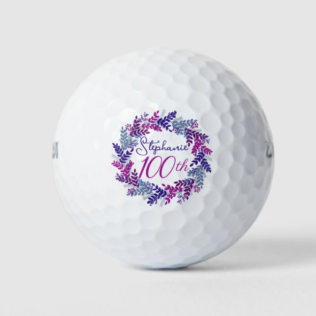 Eleganter Lila Rosa Kraut 100. Geburtstag Golfball (Vorderseite)