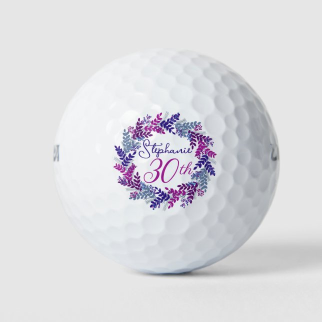 Eleganter Lila Rosa Kraut 30. Geburtstag Golfball (Vorderseite)