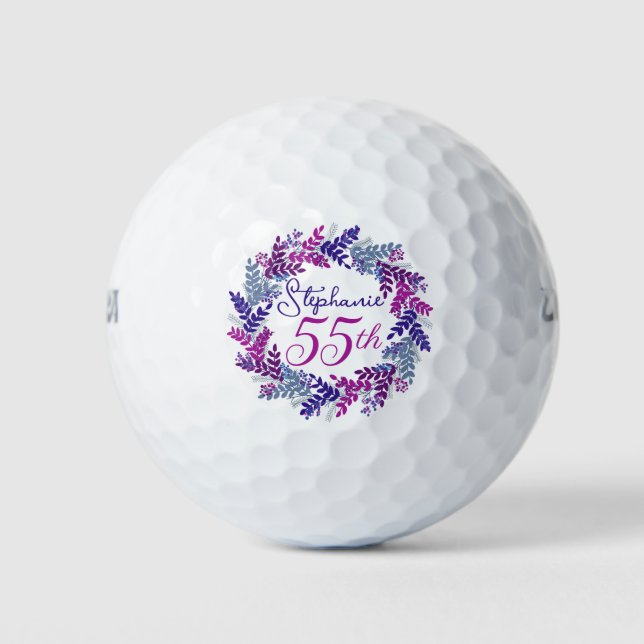 Eleganter Lila rosa Kraut 55. Geburtstag Golfball (Vorderseite)