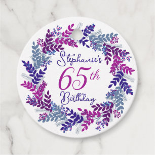 Eleganter Lila Rosa Kraut 65. Geburtstag Geschenkanhänger